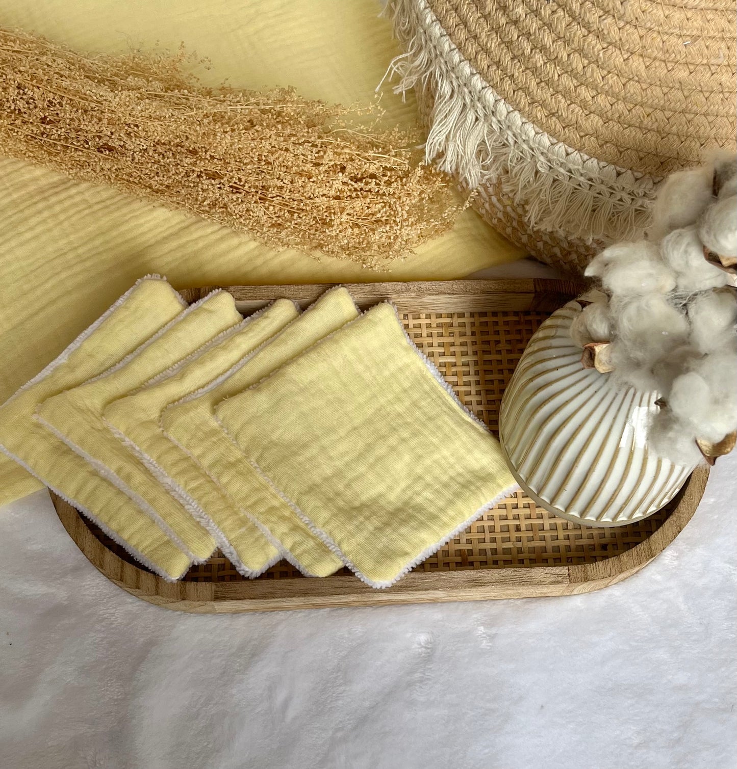 Lot de 5 cotons lavables Citron pastel