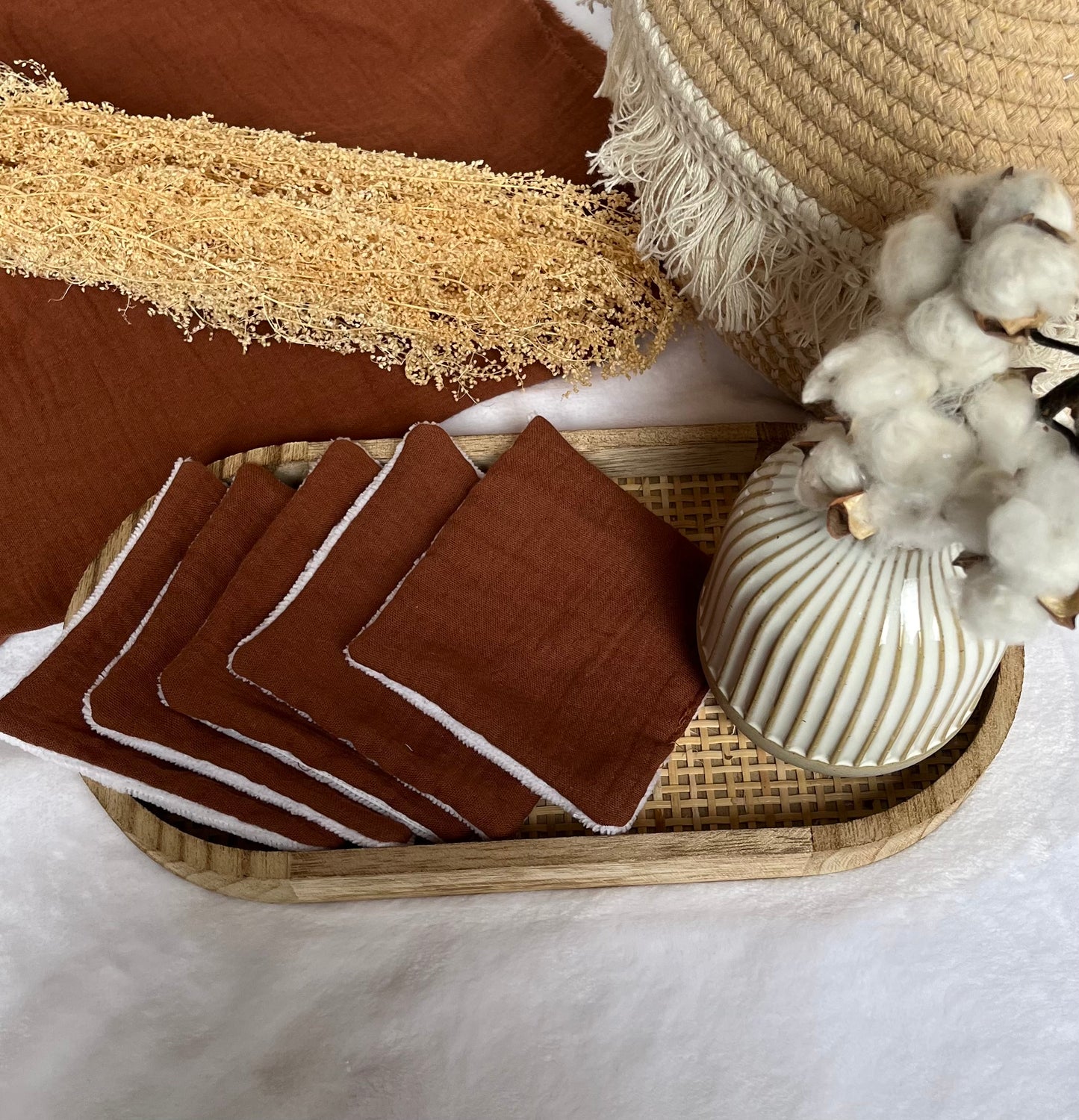 Lot de 5 Cotons lavables Marron