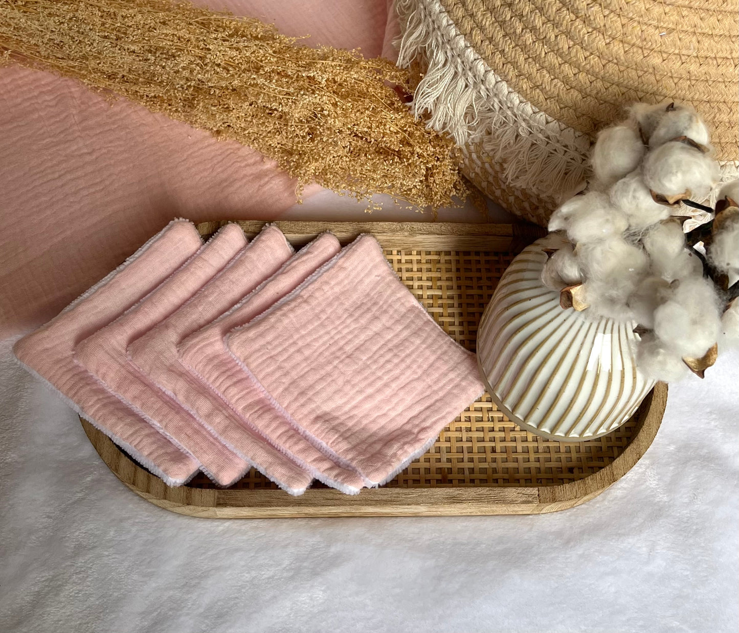 Lot de 5 Cotons lavables Rose pâle