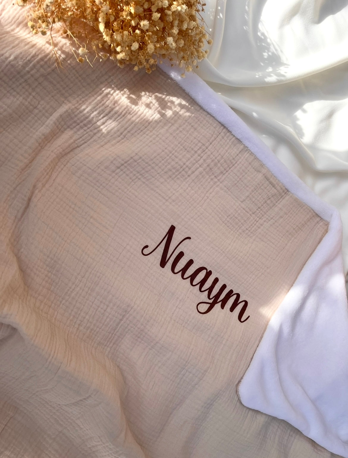 Couverture personnalisée en gaze de coton Beige