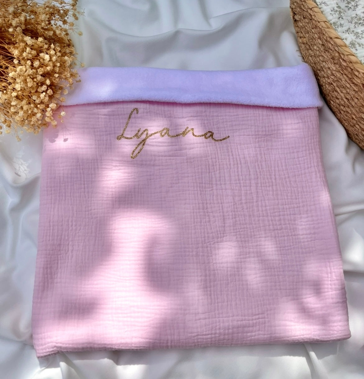 Couverture personnalisée en gaze de coton Rose