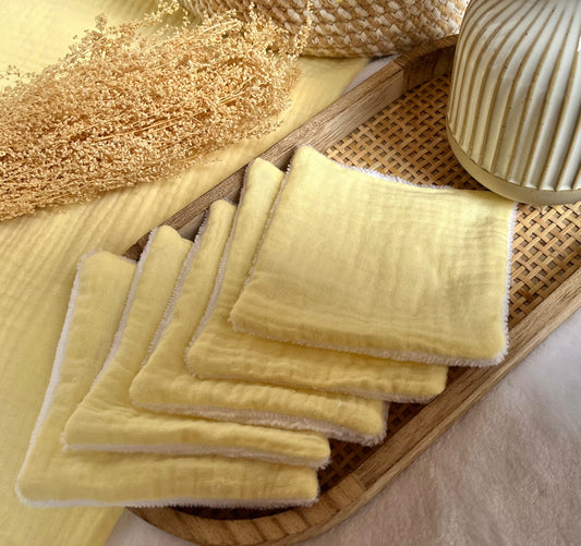 Lot de 5 cotons lavables Citron pastel