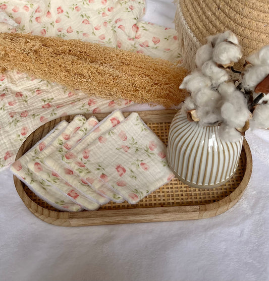 Lot de 5 Cotons lavables Tulipes