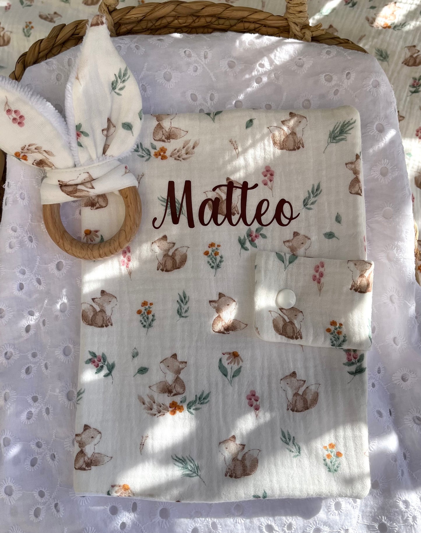 Protège carnet de santé renard personnalisable