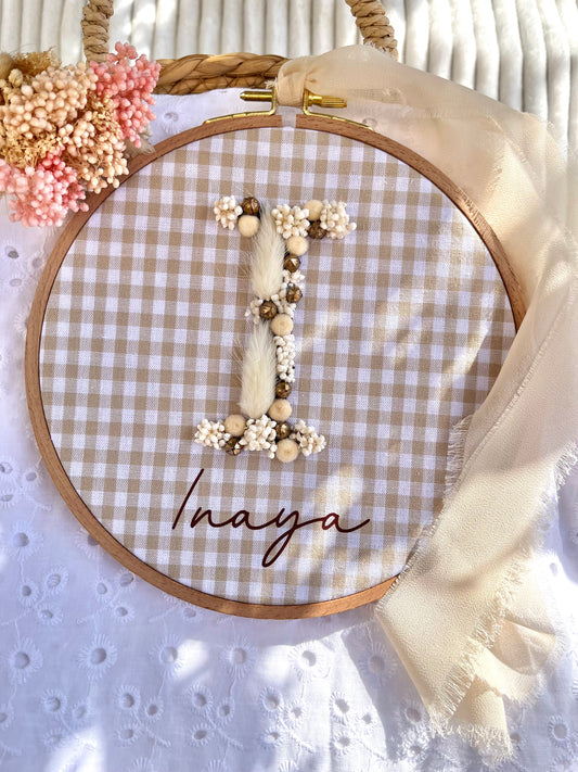 Tambourin modèle bohème beige et blanc