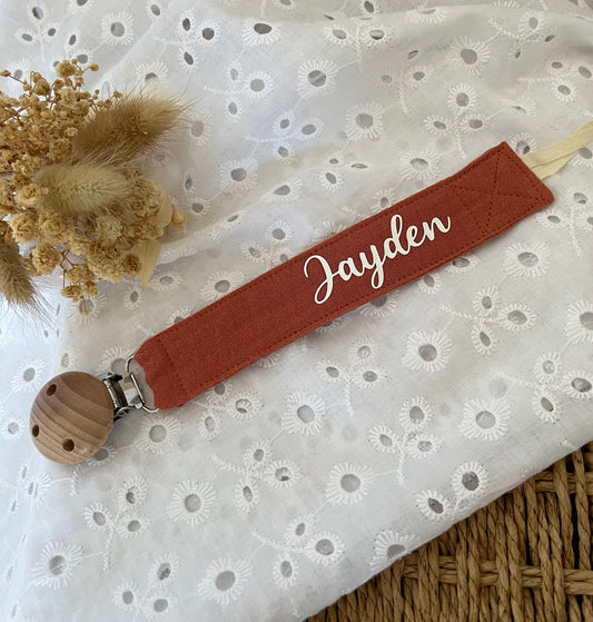 Attache tétine en gaze de coton Terracotta
