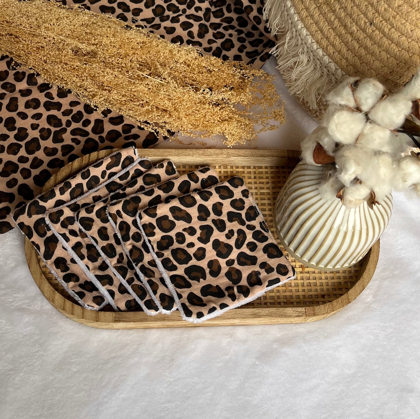 Lot de 5 Cotons lavables Léopard