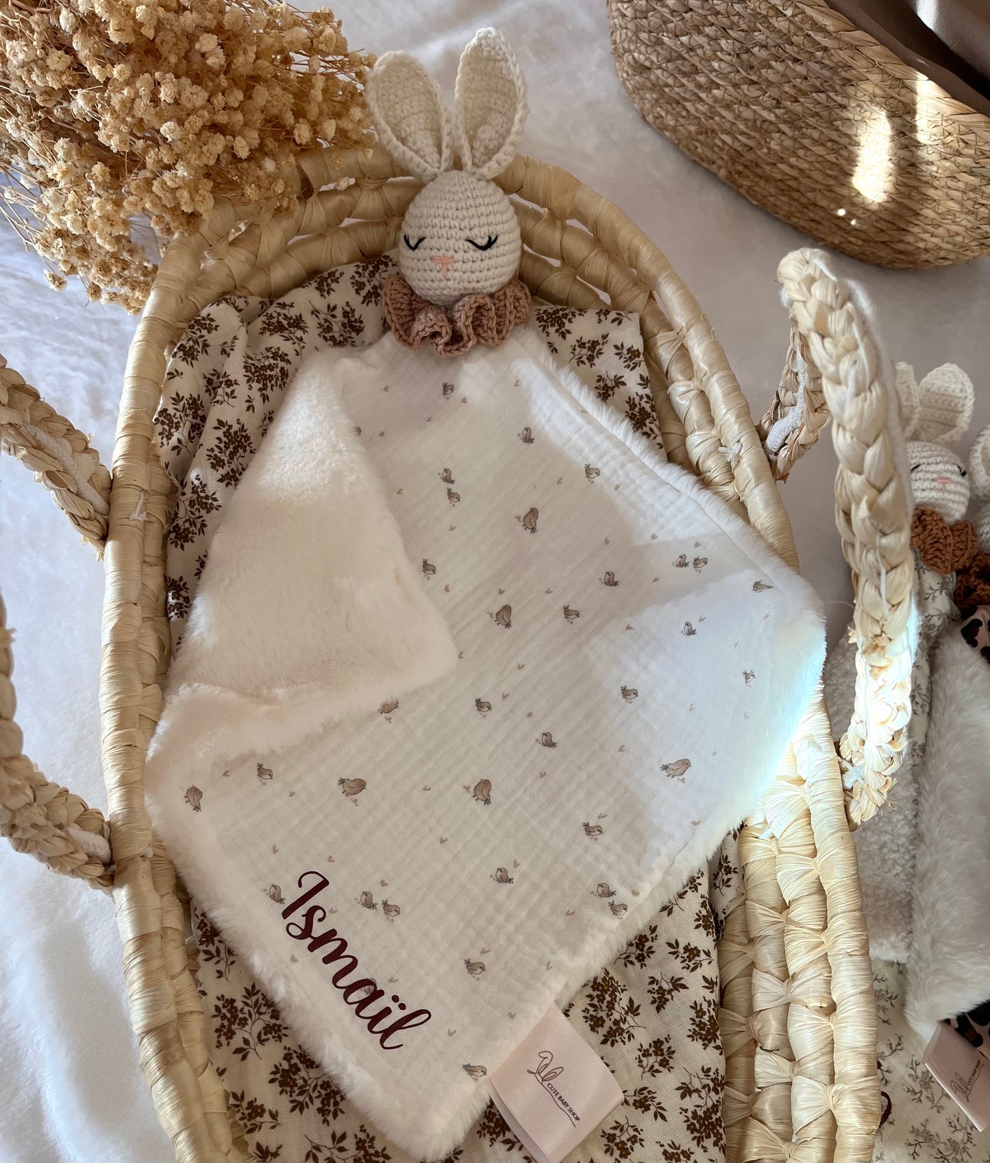 Mon Doudou Lapin à collerette taupe