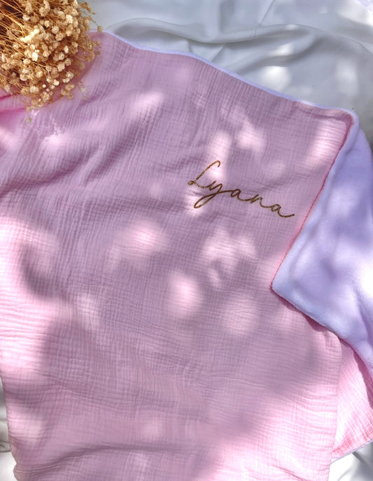 Couverture personnalisée en gaze de coton Rose