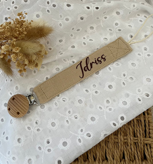 Attache tétine en gaze de coton Beige