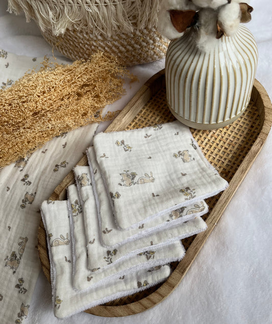 Lot de 5 Cotons lavables petits Lapins