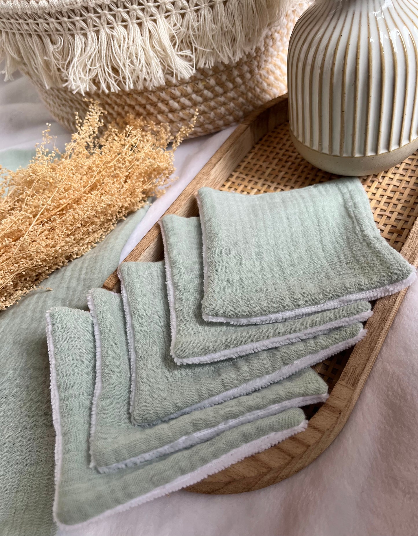 Lot de 5 Cotons lavables Vert pastel