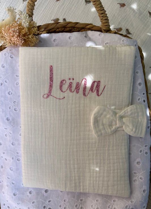 Protège carnet de santé noeud papillon Blanc