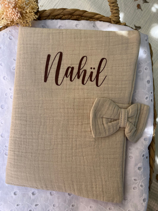 Protège carnet de santé noeud papillon Beige