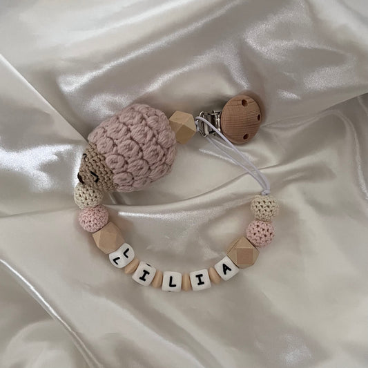 Attache tétine Hérisson rose pâle