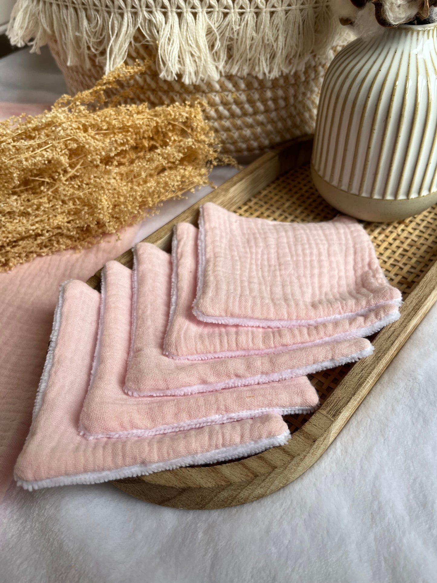Lot de 5 Cotons lavables Rose pâle