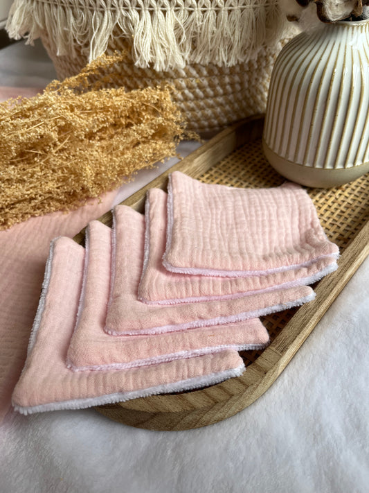 Lot de 5 Cotons lavables Rose pâle