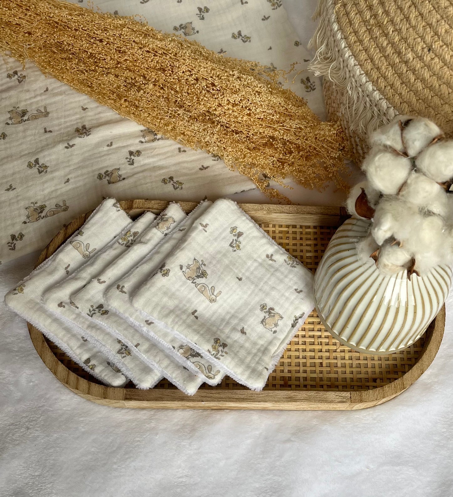 Lot de 5 Cotons lavables petits Lapins