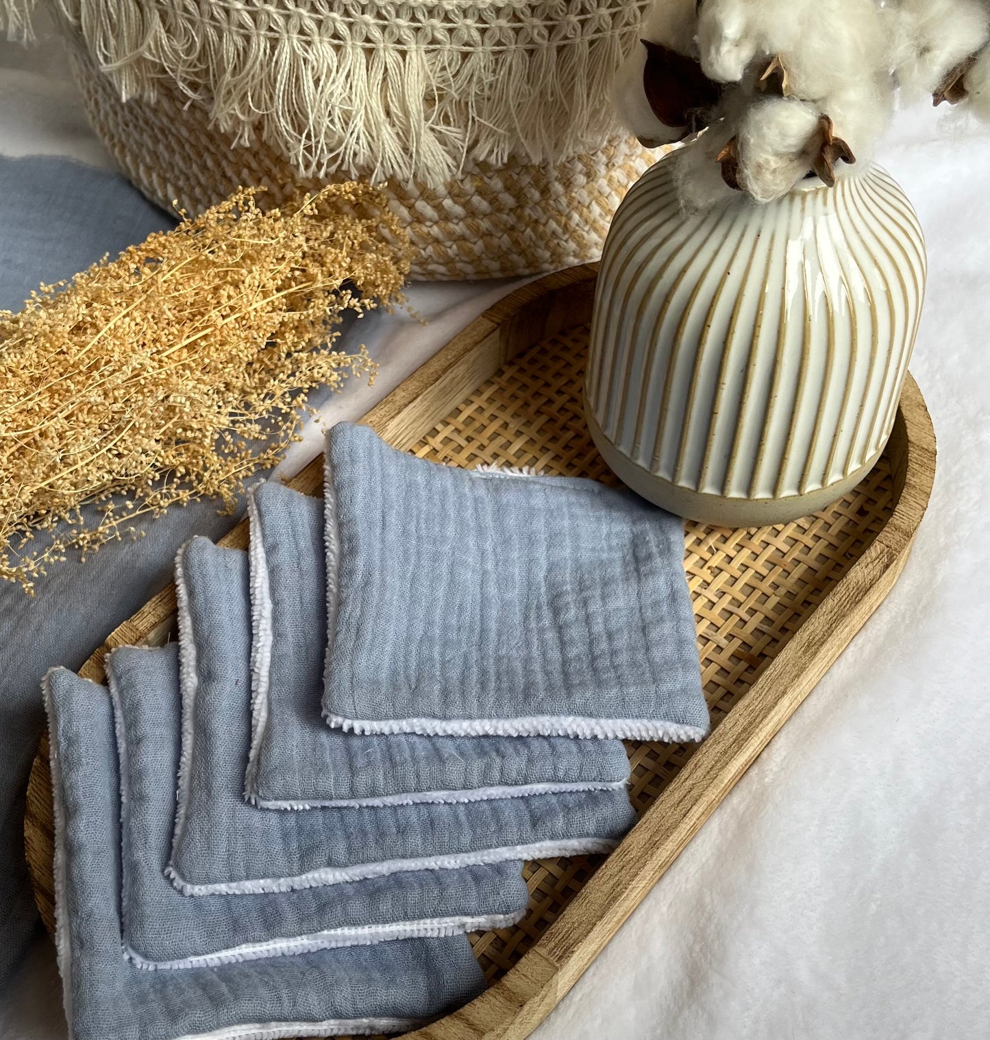 Lot de 5 Cotons lavables Bleu pastel