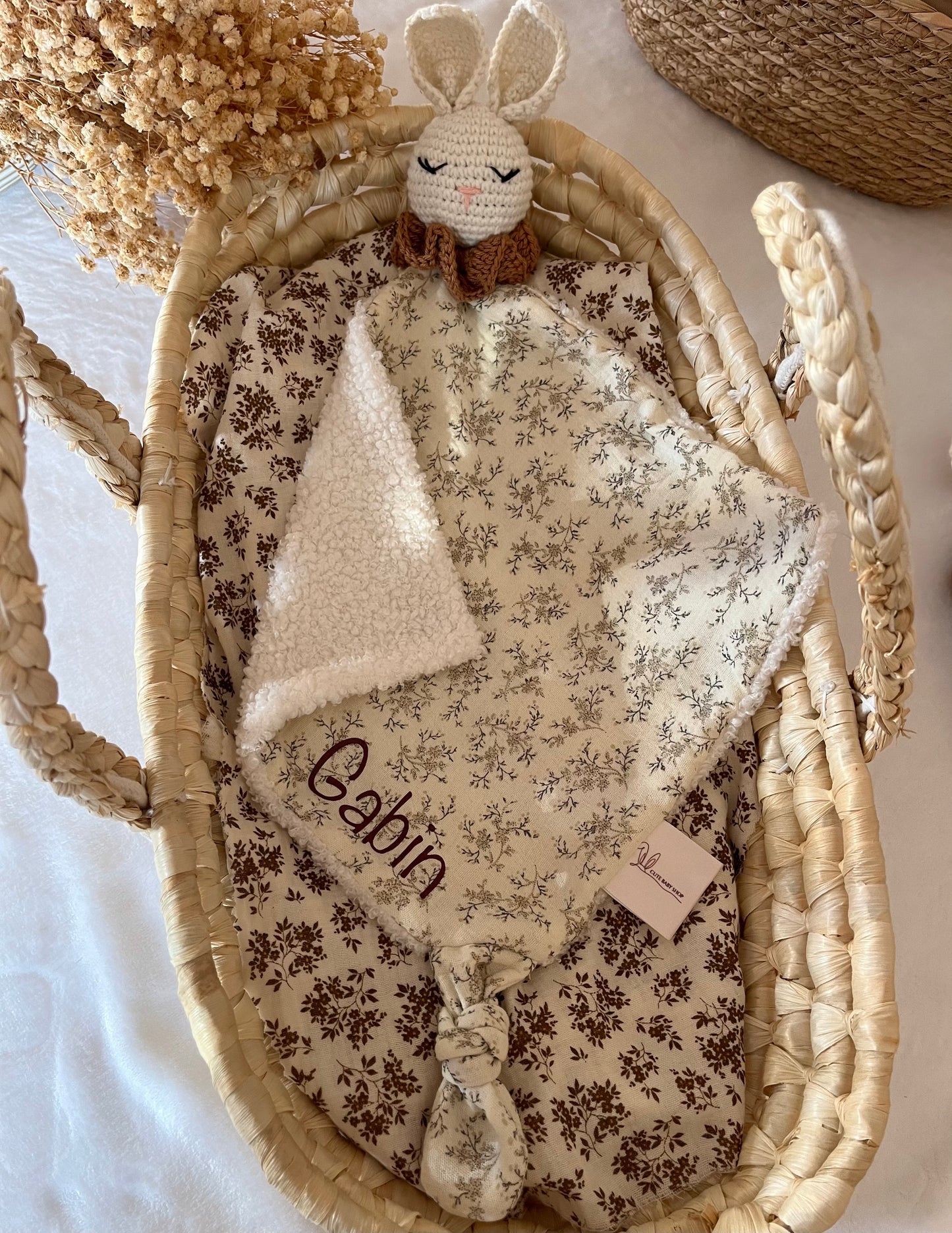 Mon Doudou Lapin à collerette marron