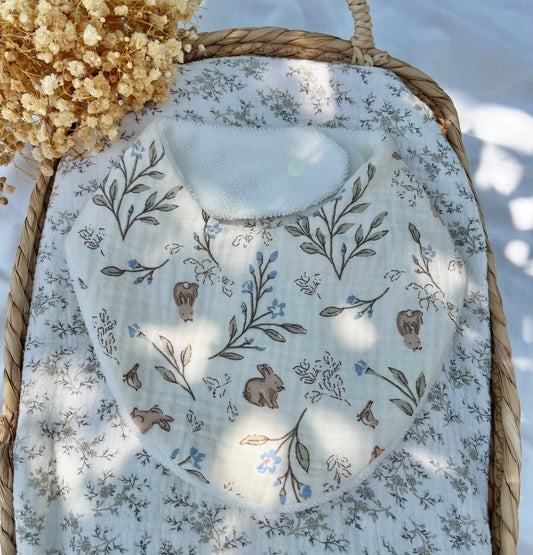 Bavoir Lapins en double gaze de coton