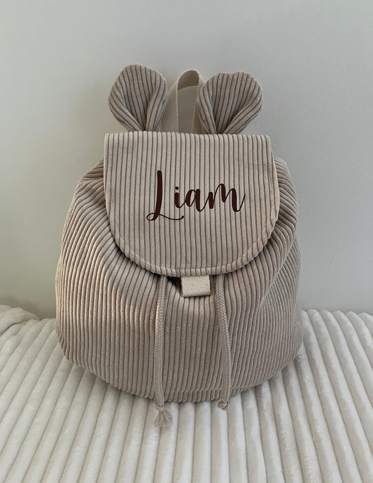 Sac à dos velours côtelé beige
