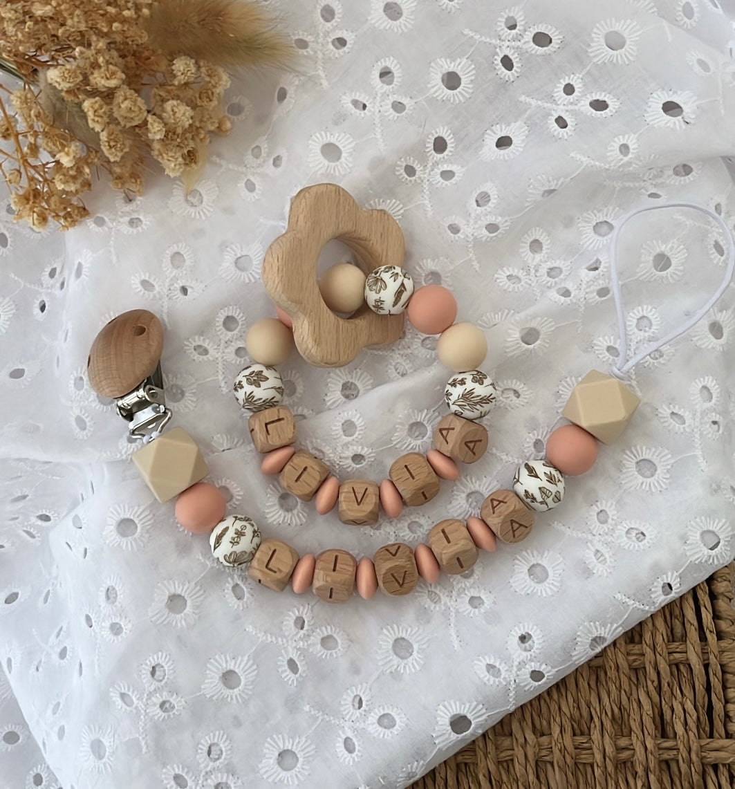 Pack attache tétine et anneau de dentition modèle Livia