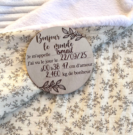 Carte de naissance en bois