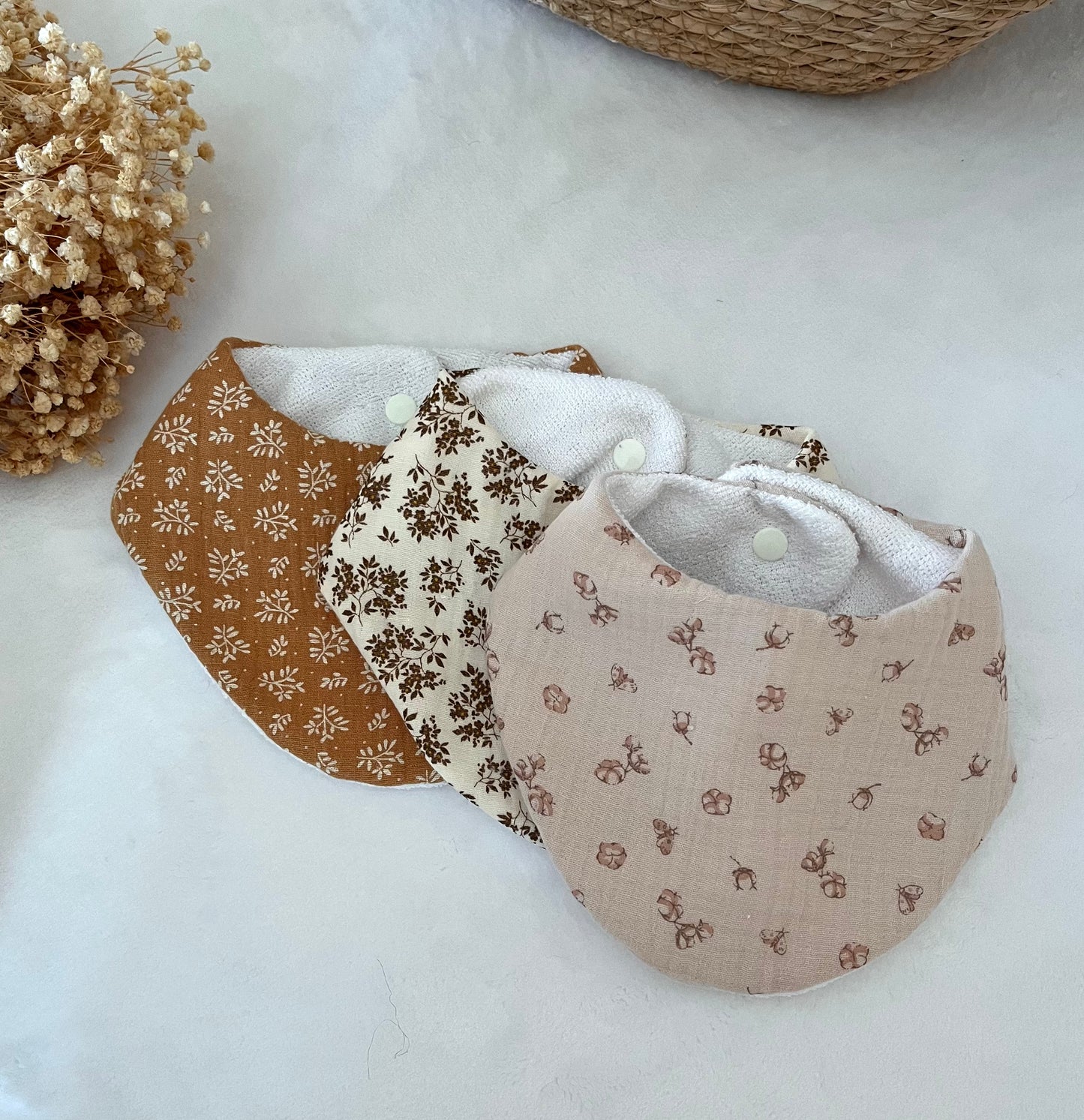 Bavoir rond en double gaze de coton