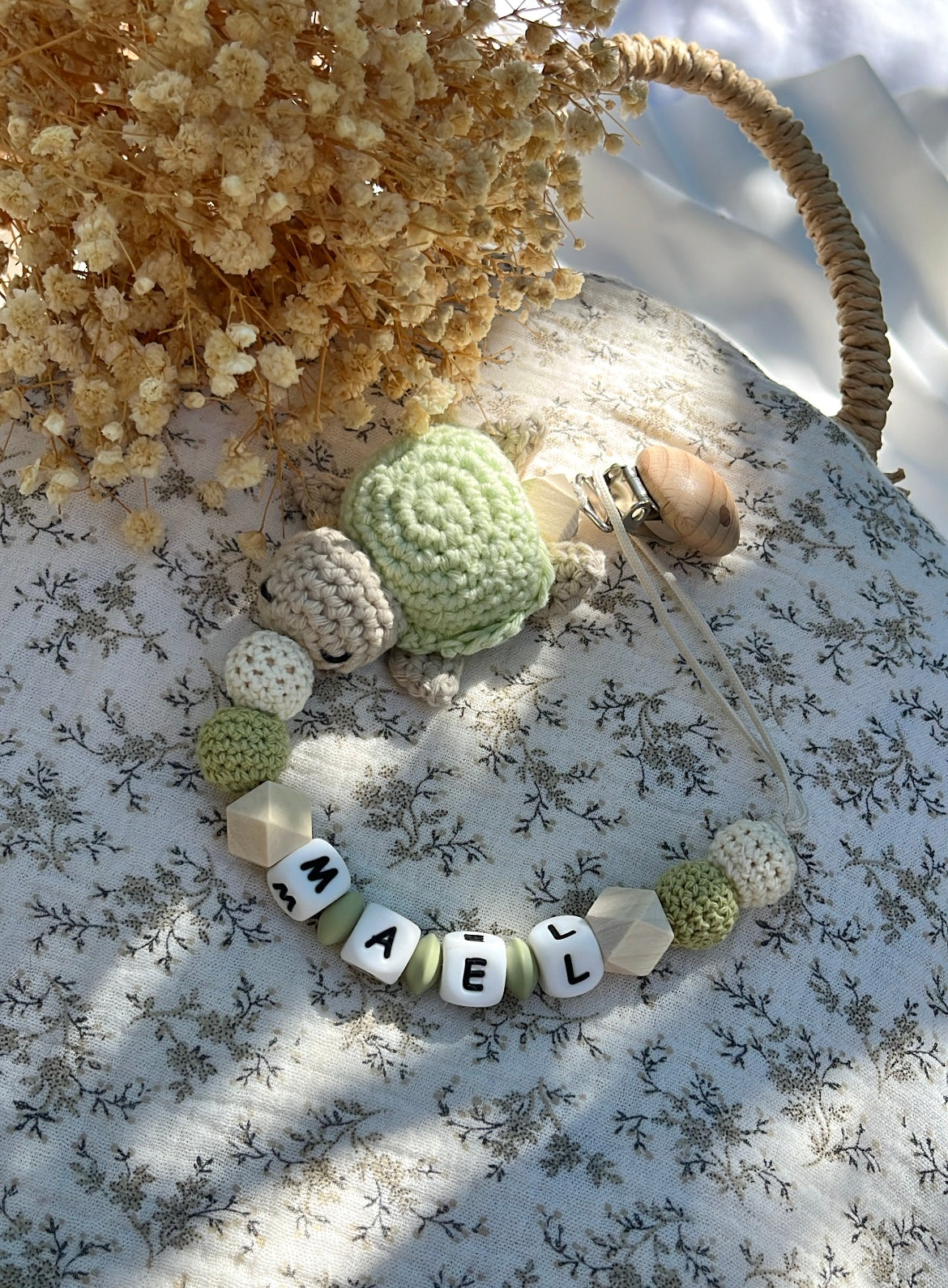 Attache tétine Tortue Verte