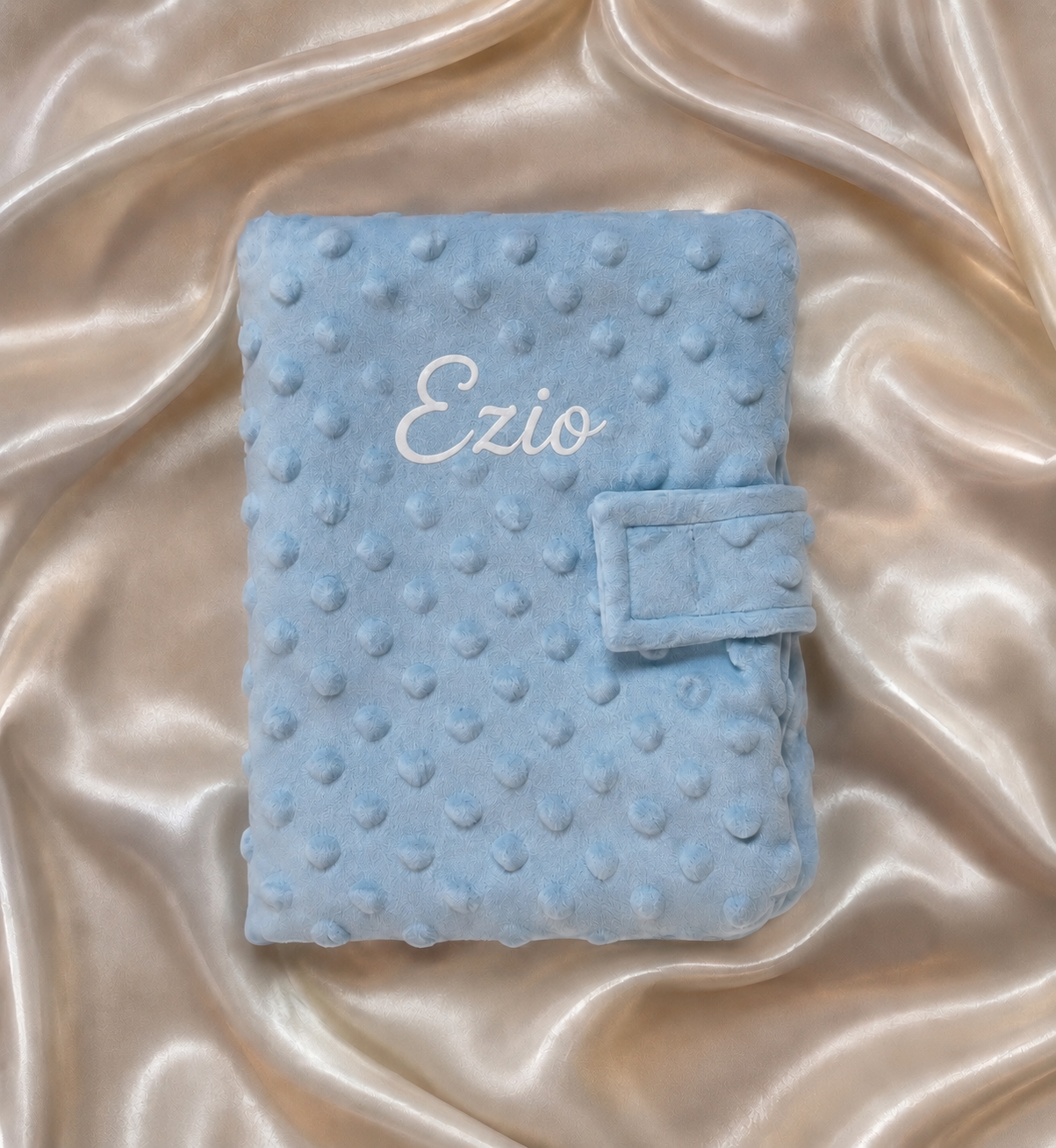 Protège carnet de santé en minky Bleu